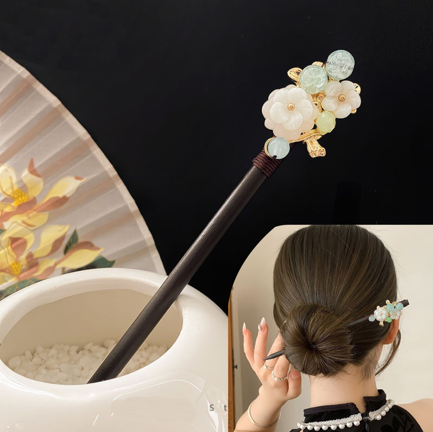 Women Knight Accessories - Chinese Hair Stick Step Shake Wooden