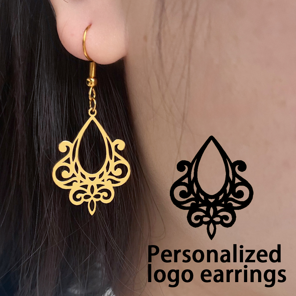 Women Accessories Logo Design - Design Customized Personalized Earrings, Stainless Steel