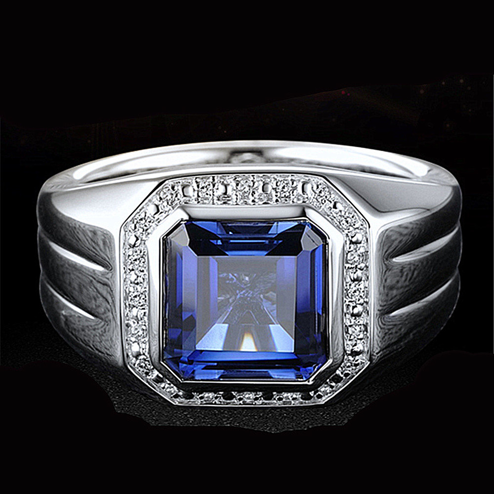 Square Blue Crystal Sapphire G - Women Accessories Business ulasan dan harga