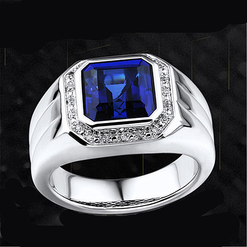 Square Blue Crystal Sapphire G - Women Accessories Business ulasan dan harga