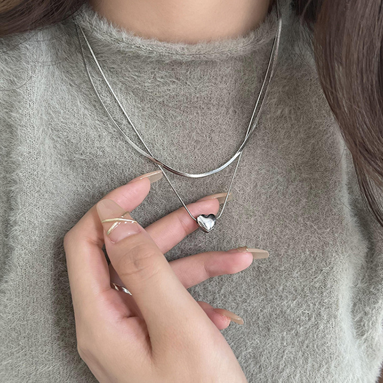 925 Sterling Silver Double Lay - Layered Necklace Set ulasan dan harga