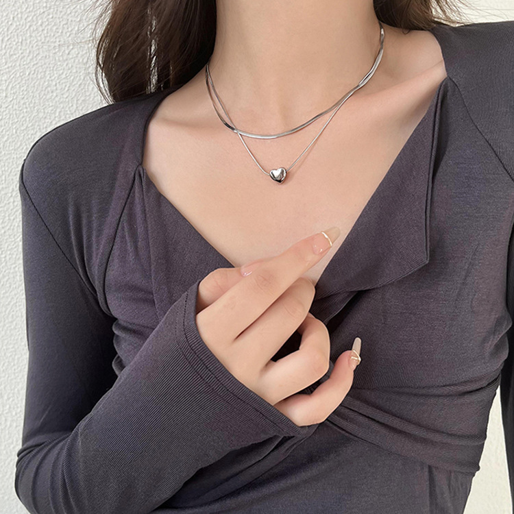 925 Sterling Silver Double Lay - Layered Necklace Set ulasan dan harga
