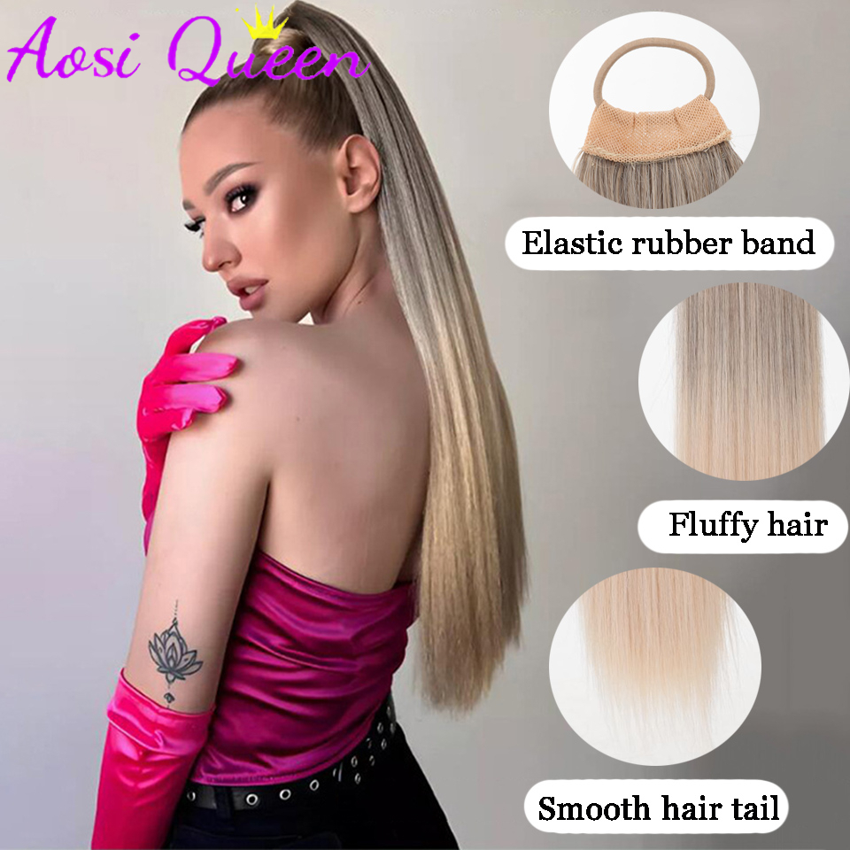 AOSI  Wig Ponytail Female 2024 - Hair Band Elastic ulasan dan harga
