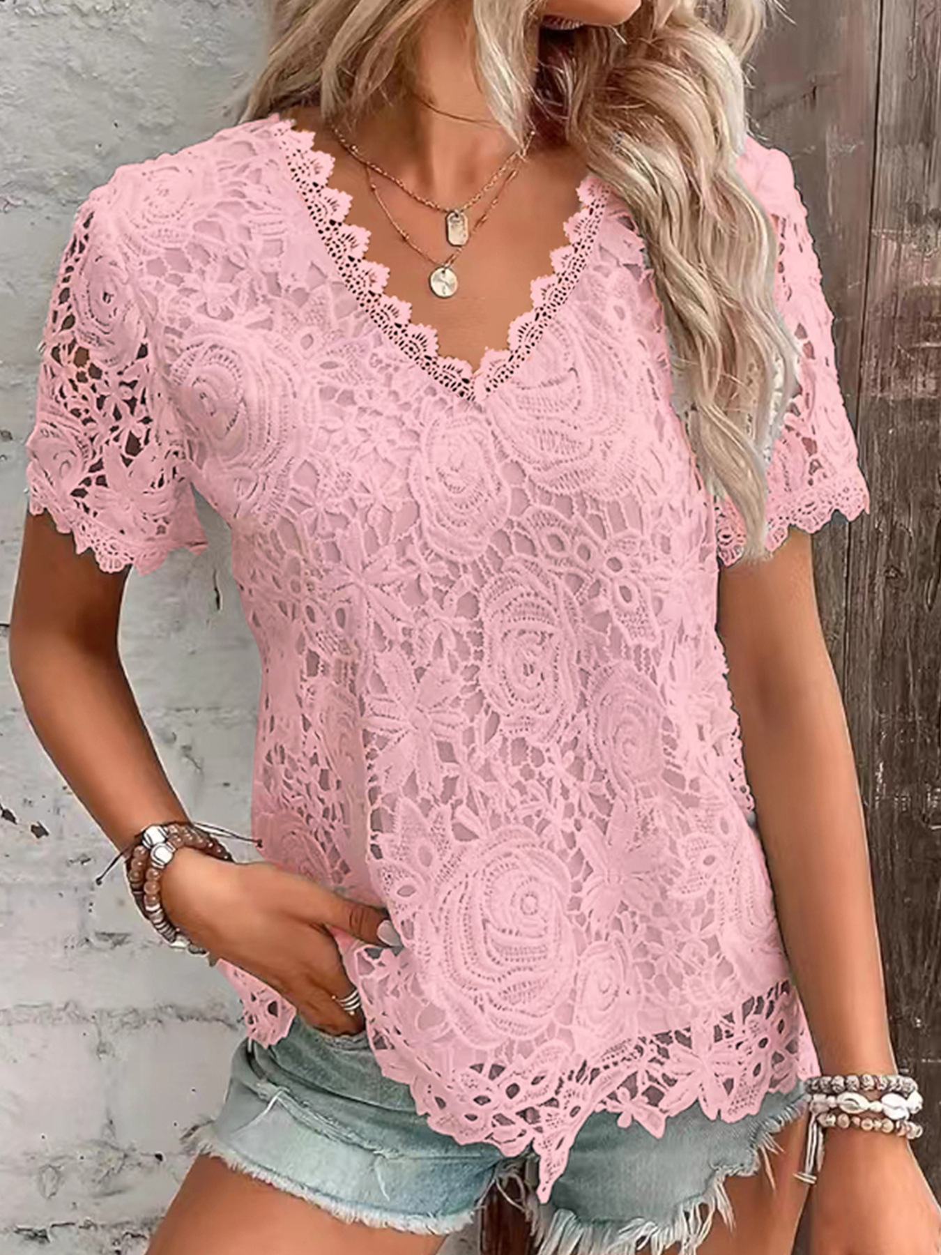 Summer Women's Shirt White Sho - Layered Necklace Set ulasan dan harga
