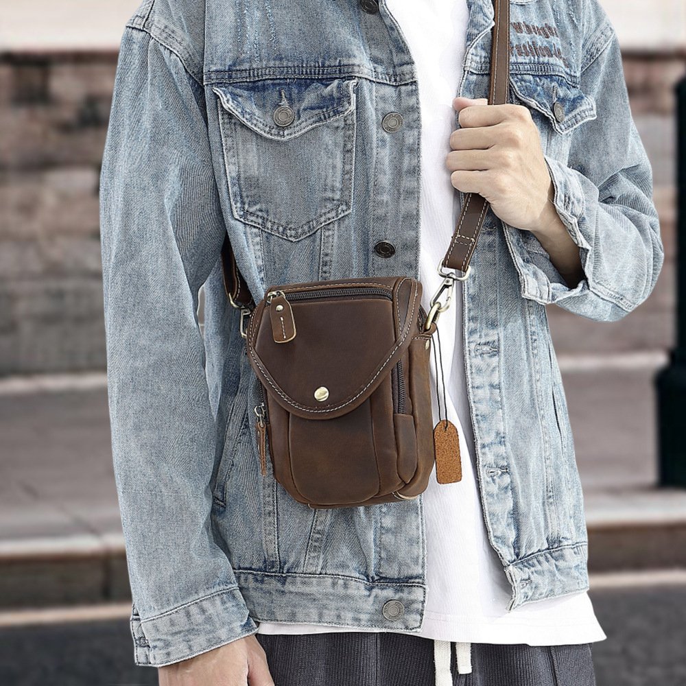 Men's Top-Grain Leather Crossb - Women Electronic Accessories ulasan dan harga