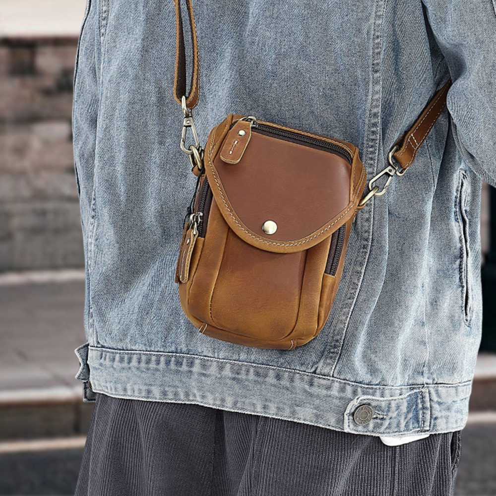 Men's Top-Grain Leather Crossb - Women Electronic Accessories ulasan dan harga
