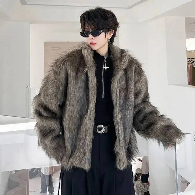 Korean Style Men's Faux Fur Ja - Women Electronic Accessories ulasan dan harga