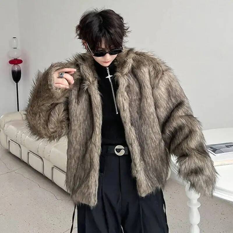 Korean Style Men's Faux Fur Ja - Women Electronic Accessories ulasan dan harga