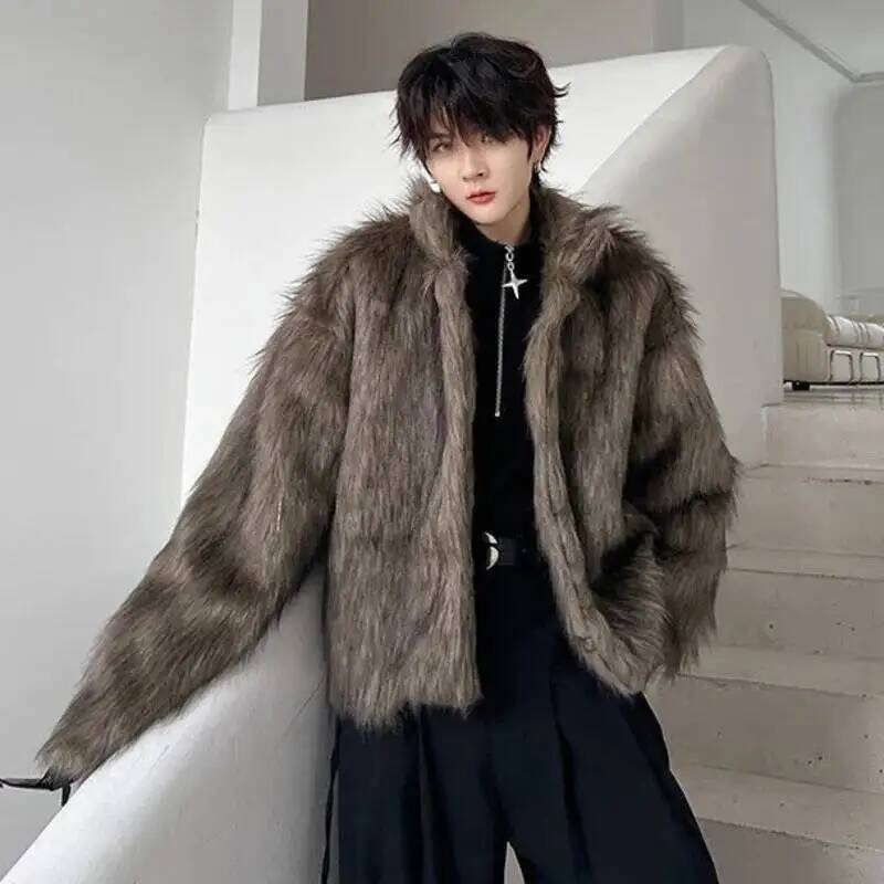 Korean Style Men's Faux Fur Ja - Women Electronic Accessories ulasan dan harga