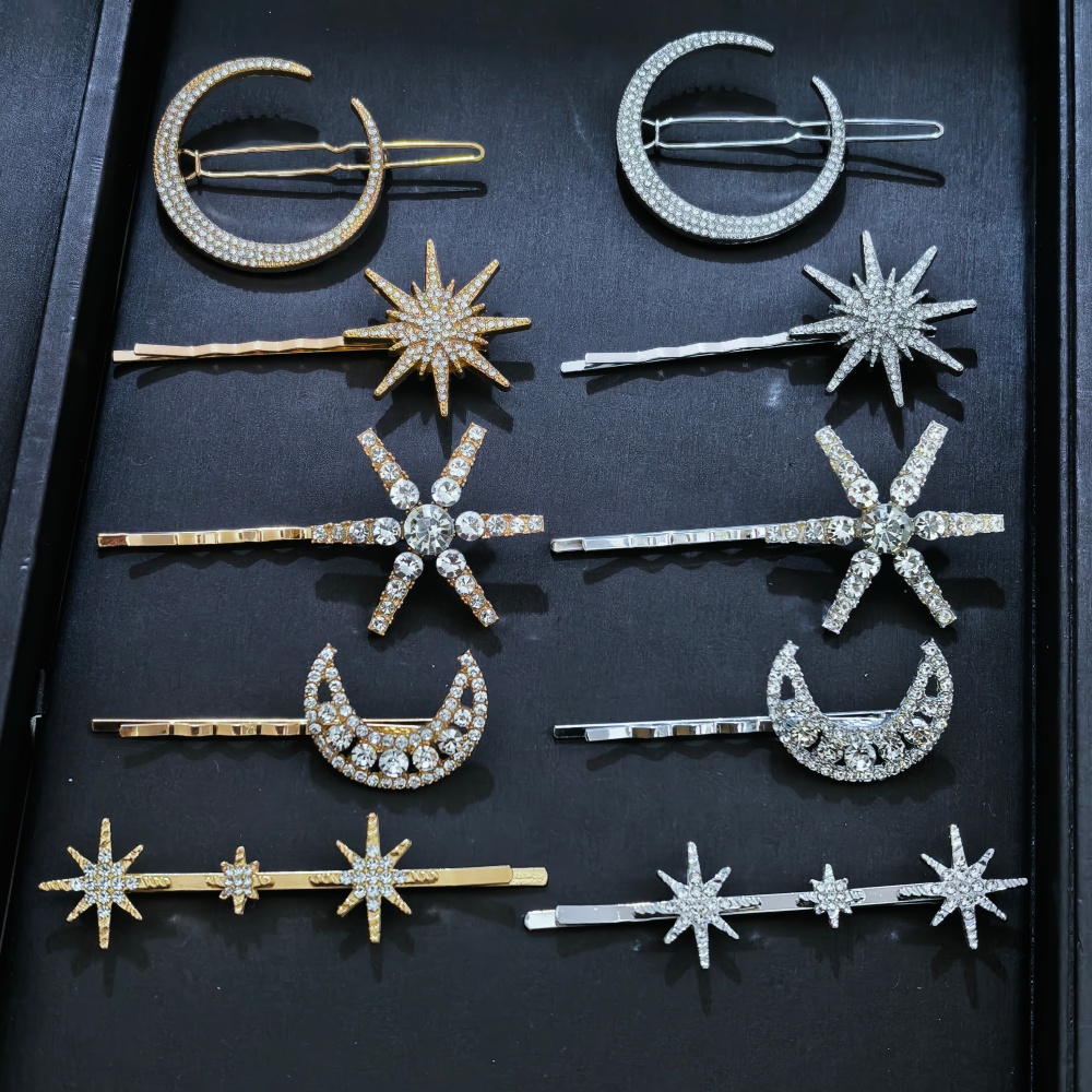 3/4 pcs set Crystal Star Hairp - Women Knight Accessories ulasan dan harga