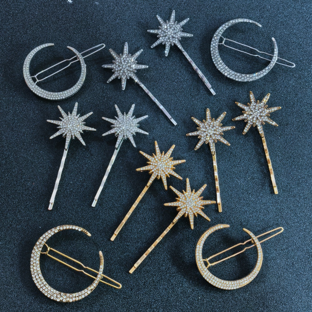 3/4 pcs set Crystal Star Hairp - Women Knight Accessories ulasan dan harga