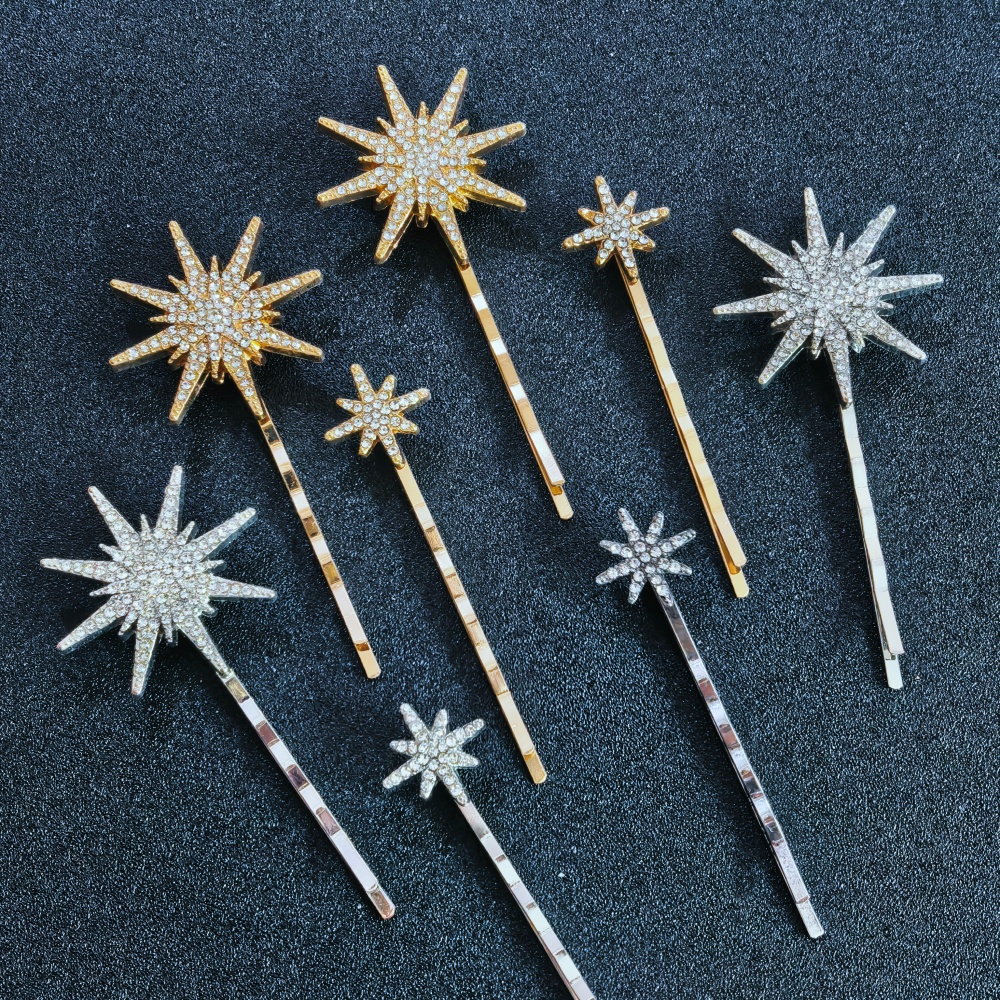 3/4 pcs set Crystal Star Hairp - Women Knight Accessories ulasan dan harga