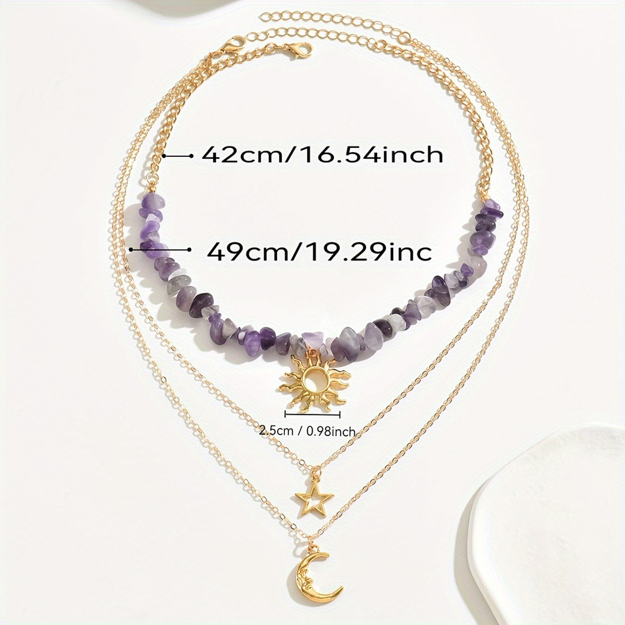 2pcs Set Fashion Natural Stone - Layered Necklace Set ulasan dan harga