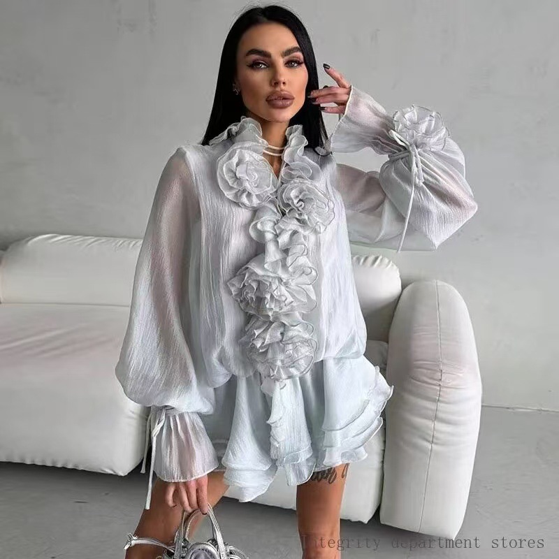 Elegant Multi-Layer Ruffles Fl - Layered Necklace Set ulasan dan harga