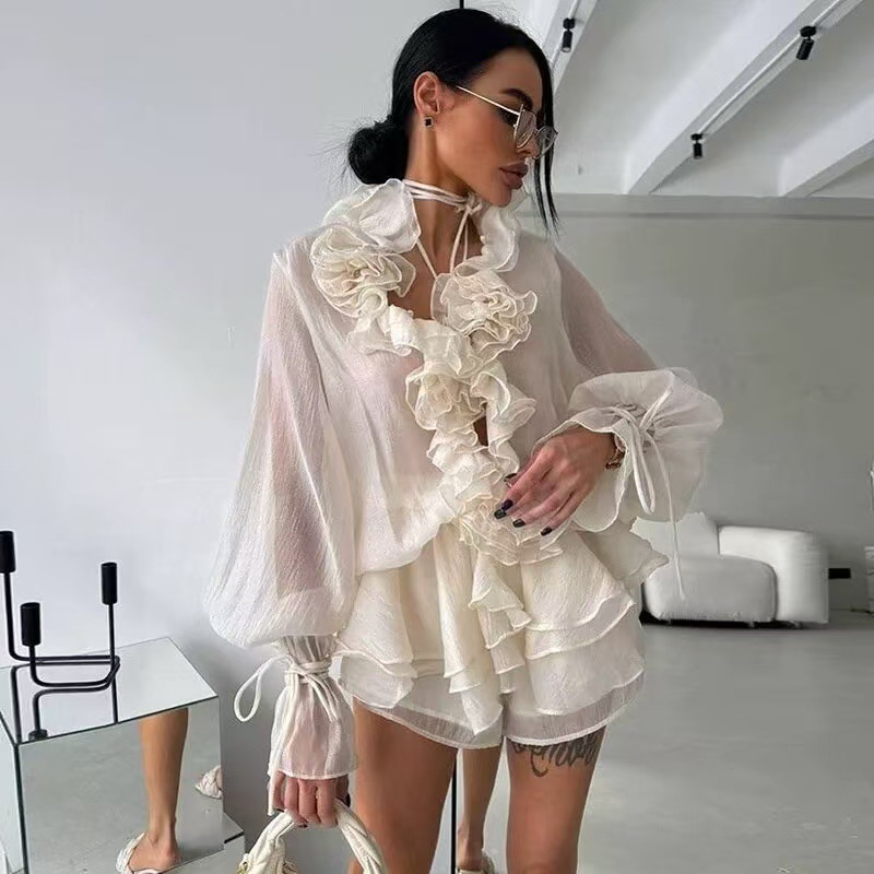 Elegant Multi-Layer Ruffles Fl - Layered Necklace Set ulasan dan harga