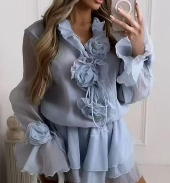 Elegant Multi-Layer Ruffles Fl - Layered Necklace Set ulasan dan harga