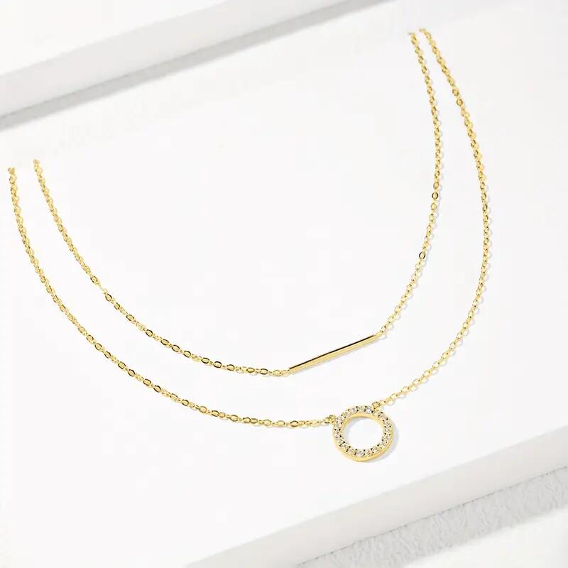 RAPRGOLD Moissanite Loop Penda - Layered Necklace Set ulasan dan harga