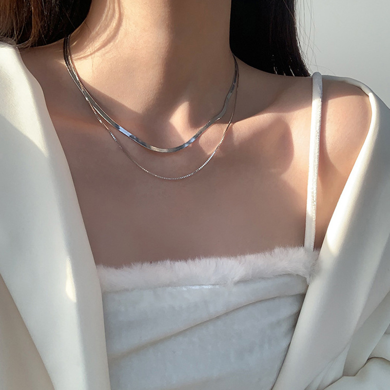 New 925 Sterling Silver Neckla - Layered Necklace Set ulasan dan harga