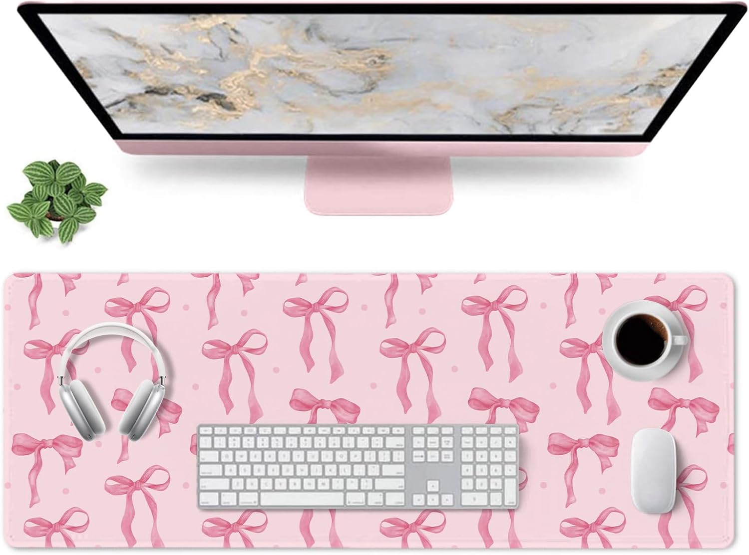 Pink Bow Desk Mat, Large Mouse - Women Accessories Images ulasan dan harga