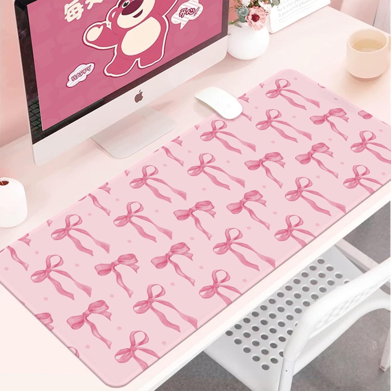 Pink Bow Desk Mat, Large Mouse - Women Accessories Images ulasan dan harga