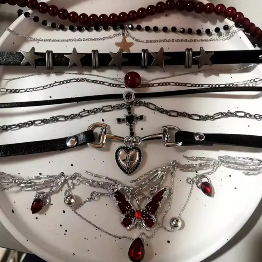 Gothic Y2K Red Butterfly Star  - Women'S Y2K Accessories ulasan dan harga