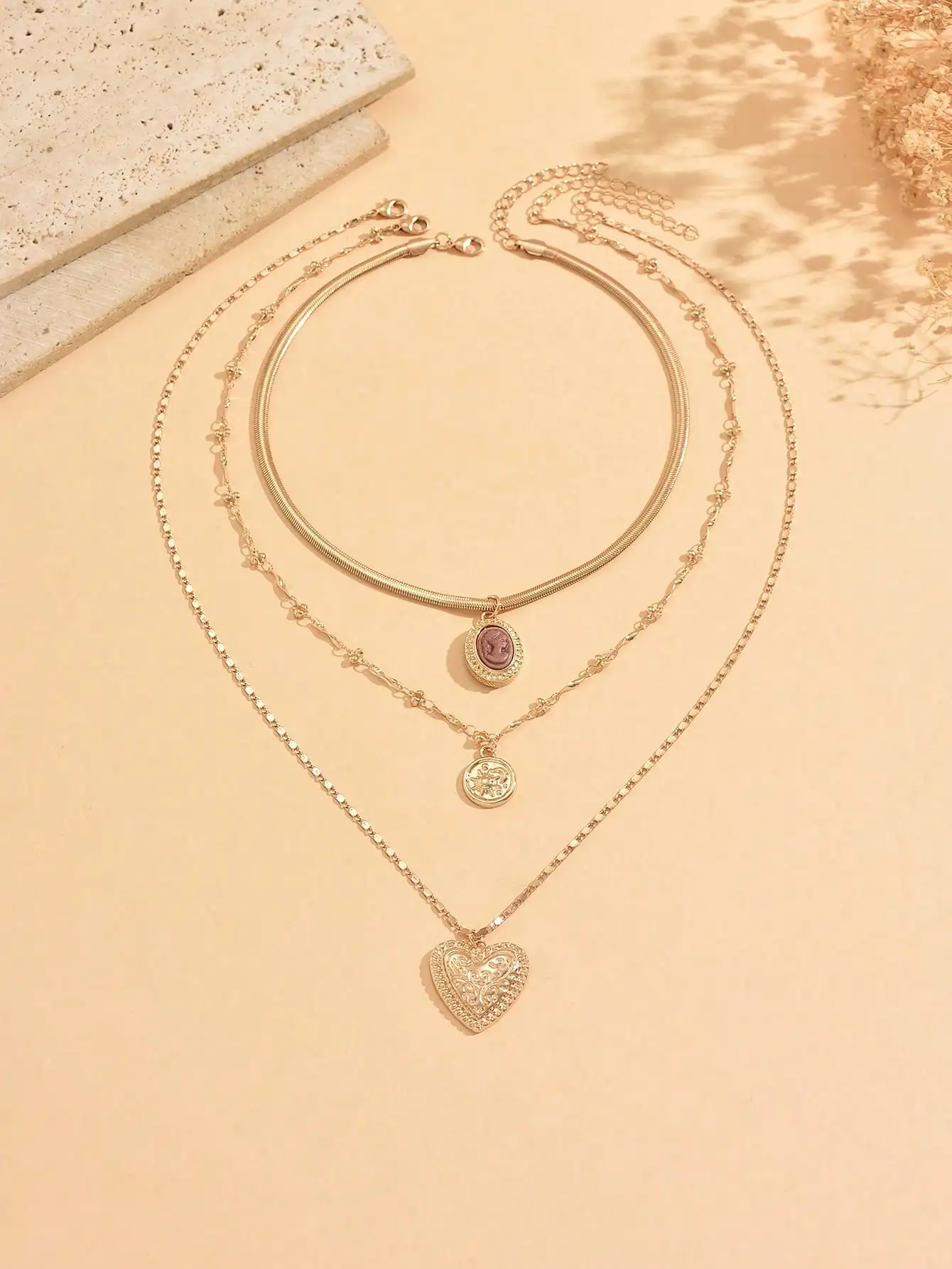 Perfect gift,3pcs/Set Vintage  - Layered Necklace Set ulasan dan harga