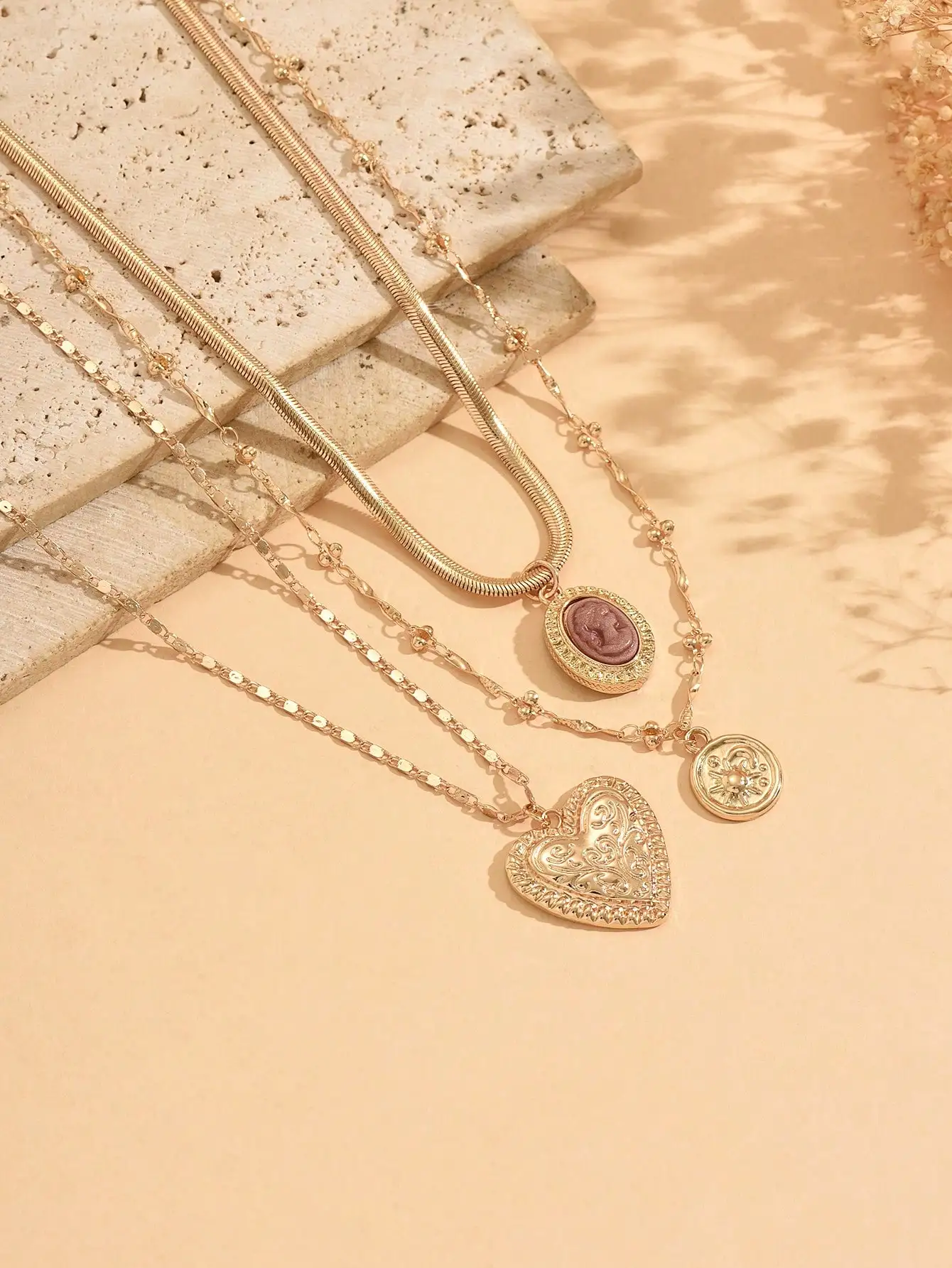 Perfect gift,3pcs/Set Vintage  - Layered Necklace Set ulasan dan harga